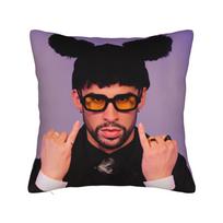 Bads Bunnys Sad Heart Comfy Pillow Case Soft Pillow Cover For Living Room Chair Kawaii Pillowcases Peach skin 18*18(CM)-1Pcs gray