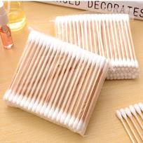 100 vnt Maišeliai Medvilniniai tamponai Vienkartiniai dvigalviai sanitariniai valymo vatos pagaliukai Buitinis makiažo valiklis Ausų vatos tamponai 100 pieces/2 packs