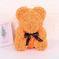 Romantic Valentine's DayCreative Eternal Flower Rose Bear Christmas Gift Rose Bear Hug Bear Wedding Flower Decoration Gift Orange