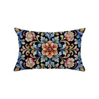 Nauja Juosmens Pagalvės Užvalkalas Bohemiško Stiliaus Dekoratyvinis Svetainės Sofos Pagalvės Užvalkalas Gėlių Spaudos Pagalvės Užvalkalas 30 * 50Cm (excluding pillow core) black