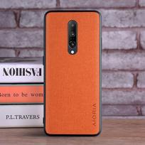 Textile Leather Case for Oneplus 7 Pro soft TPU with back hard PC material camera protection design cover for Oneplus 7 oranžinė