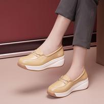 Soft-soled Comfortable Lazy Shoes Spring New Non-slip Leisure Soft Leather Shoes 35 abrikosas