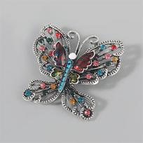 Exaggerated Clothing Alloy Rhinestone Rhinestone Butterfly Brooch Girl Cute Pin Fashion Popular Corsage Accessories gray