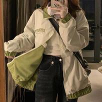 Black retro silhouette leather jacket leather jacket women's spring new sweet cool style locomotive suit baseball jacket top trendy L recommends about 105-60 kg beige