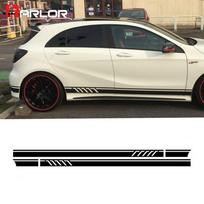 2 vnt./daug Automobilio šoninės juostelės (juosmeniui) Lipdukai Decal Automobilio vinilo plėvelė Mercedes Benz AMG A C klasės W177 W205 W203 W204 Automobilio priedai geltona