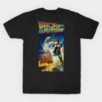 Men Black Print T-shirt Back To The Future (1985) Retro Style No-Cut Transfer Paper Print Cotton Tshirt 2XL juoda