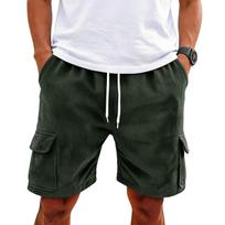 Men's Corduroy Casual Cargo Shorts | Elastic Drawstring Waist Shorts With Multi Pockets For Daily Wear L armijos žalia spalva