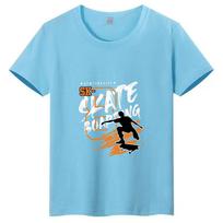 2026 Summer New Skateboard-Themed Printed Kids T-Shirt, Crew Neck Casual Parent-Child Top, Short Sleeve 100