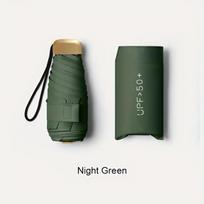 Ultra-Light UV Protection Umbrella - Compact, Foldable Design with Stainless Steel Handle for Sun & Rain, Durable 190T Canopy (green,iron&6K) žalia