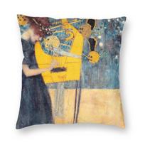 Gustav Klimt The Music Square Pillowcase Polyester Linen Velvet Printed Zip Decor Throw Pillow Case Room Cushion Cover 30x30cm