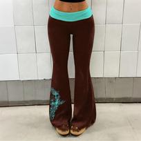 Women's Casual Flare Pants High Waist Patchwork Printed Bell Bottoms Stretchy Long Trousers for Daily Wear Yoga Dance XXL ruda