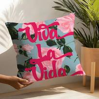 For Life Viva La Vida 3 Pillow Case Linen Cushion Covers For Decorative Sofa Home Pillows Case Car Chair Pillows Cases Peach skin 18*18(CM)-1Pcs