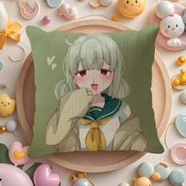 Anime Magical Girl A-Araga Kiwi Comic Pillow Case Sofa Living Room Bedroom Headboard Backrest Cushion Square Cushion Peach skin 18*18(CM)-1Pcs