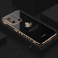„Redmi12c“ prabangus klevo lapų dirželio dėklas, skirtas „Xiaomi Redmi 12c 10a 10c 9c Nfc 9a A1 Plus Redmia1“, padengtas silikoniniu dangteliu Redmi9c Redmi 12c auksas/juoda