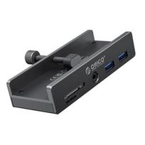 Orico MH5PMM Clamp-mounted Hub USB-C | 2x USB-A 3.0, + SD&TF + 3.5mm Audio - Black