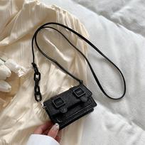 Mini Small Messenger Bag Women Girl Chain Purse PU Leather Brand Designer Handbags Ladies Retro Belt Buckle Crossbody Bags juoda