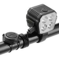 120 dB USB įkraunamas dviračio signalinis žibintas dviračio priekinis žibintas 2 viename dviračio priekinis žibintas 4 LED, skirtas lauko kalnų dviračių priedams CB-18051 juoda
