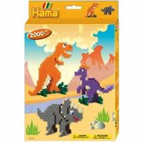 Lyginimo karoliukų rinkinys - HAMA - Dinozaurų pasaulis - 2000 MIDI karoliukų - 1 plokštelė - Nuo 5 metų