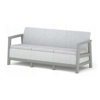 Trivietė sodo sofa „Scandi Linea“, šviesiai pilka/tamsiai plieno pilka