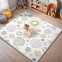 Foldable Baby Play Mat, PIGLOG 50X50 Waterproof Playpen Mat for Babies and Toddlers Kids, Safe Foam Playmat for Tummy Time, 127x127x1 CM