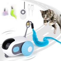 Smart Pet Toy Car 2 Modes Automatic Moving Remote Control Interactive Toy For Cats Dogs Kitten Training Pet Supplies mėlyna