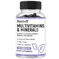 Multivitamins Minerals Dietary Supplement, 26 Essential Active Vitamins & Minerals Per Serving 120 Capsules black