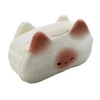 Cute Cat Pencil Case Large Capacity Pencil Pouch Cute Toast Shape Smooth Zipper Closure Stationery Bag Multipurpose Organizer for School Office A