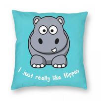 I Just Really Like Hippos Pillowcase Polyester Linen Velvet Creative Zip Decorative Pillow Case Sofa Seater Cushion Case x 30x30cm