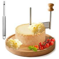 ABBP-Cheese Curler Wheel:Shaver For Tête De Moine/Chocolate,Stainless Steel Blade & Wood Base For Cheese Boards/Desserts