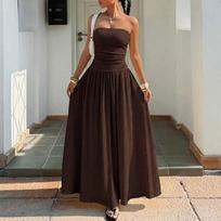 Women Sleeveless Strapless Elegant Slim Fit Tube Dress Casual Fashion Maxi Dress for Summer Parties and Daily Wear XL kava