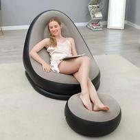 Inflatable Lazy Sofa Chair With Footrest Portable Lounger Fit For Home Beach Camping Outdoor Travel Comfortable Relaxation Recliner