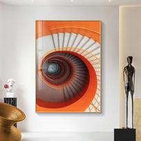Abstraktūs oranžiniai laiptai pastato siena Meno paveikslėliai Spiralinių laiptų plakatas gyvenamojo kambario įėjimo drobės tapybai Cuadros 21cm×30cm NoFrame