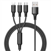Greitas USB įkrovimo laidas, skirtas Samsung universaliam 3 viename daugiafunkciam mobiliojo telefono laido įkroviklio C tipo kabelis juoda