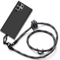 Protective Case - BOOLING - for Samsung Galaxy S23 Ultra - Black Silicone - Shockproof - Removable Lanyard pilka