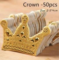 50 vnt./partija Auksinė princesės karūna torto viršus, dovanėlės, vakarėlio keksiukų papuošimai, vestuvių, gimtadienio dekoravimo aksesuarai Crown