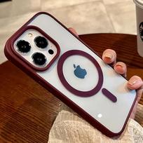 Luxury Acrylic Magsafe Magnetic Clear Case For iPhone 17 Pro 16 15 14 13 12 11 Pro Max Wireless Charge Girls Pink Hard PC Cover For iphone 11 Promax