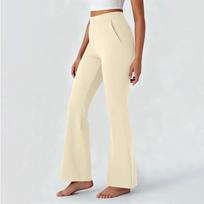 Women's Casual Slim-fit Wide-leg Trousers,  Color, Flowing Long Pants L smėlis
