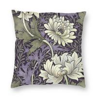 William Morris Gėlių Violetinė Žalia Kvadratinė Pagalvės Užvalkalas Poliesterio Lino Aksomo Spausdintas Dekoratyvinės Pagalvės Užvalkalas Sofos Sėdimosios Dalies Pagalvėlės Dangalas 30x30cm 12x12in gray