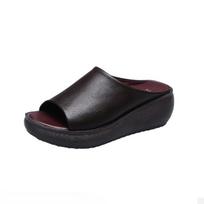 Mados Moteriškos Odinės Šlepetės Baltos Ladias Retro Retro Peep Toe Platformos Batai Klumpės Paslydimo Sandalai Pleištai Sandlai Zapatos Batai 35 ruda
