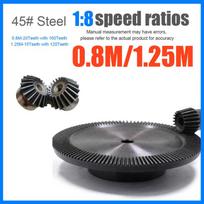 1Pair 1: 8 speed ratios 0.8M 20 Teeth+160Teeth 1.25M 15T+120T Bevel Gears Inner Hole 6mm 8mm Gear 90 Degree Transmission Gear 0.8M-20T with 160T