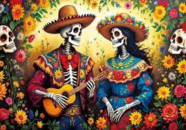 Day of The Dead Party Backdrop Mexican Fiesta Sugar Skull Flowers Photography Background Dia DE Los Muertos Party Supplies Vinyl 75X50cm