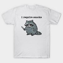 Asian Size Men Black Print T-shirt I-Require-Snacks No-Cut Print Cotton Tshirt 3XL balta