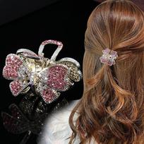 Lydinio Kalnų krištolas Plaukų krabų letena moterims Vasariškai Elegantiški Blizgantys plaukų segtukai Šoniniai Barrette Galvos apdangalai Korėjietiško stiliaus Rožinė Violetinė