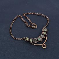 Peridot Necklace, Gemstone Copper Electroformed Jewelry Necklace, Handmade Jewelry, For Anniversary Gift