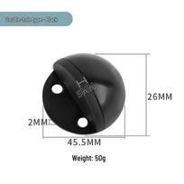 Stainless Steel Magnetic Door Stopper: Punch-Free Anti-Collision Holder with Rubber Turtle Top juoda spalva