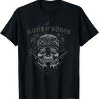Guns N' Roses Official Skull Guns Bandanna T-Shirt S juoda