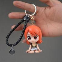 Animation Design Figure ONE PIECE Luffy Zoro Sanji Key Chain Pendant Figure Key Ring Bagpack Pendant Accessories Present brown