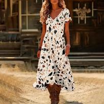 Womens summer dresses short sleeve dress for women maxi dresses for women floral dress for women boho dresses for women L gray