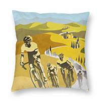 Strade Bianche Retro Cycling Art Pillowcase Polyester Linen Velvet Creative Zip Decor Home Cushion Cover 30x30cm