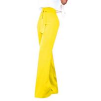 Elegant Womens Casual Soft Flare Pants With High Waist And Comfortable Drawstring S geltona